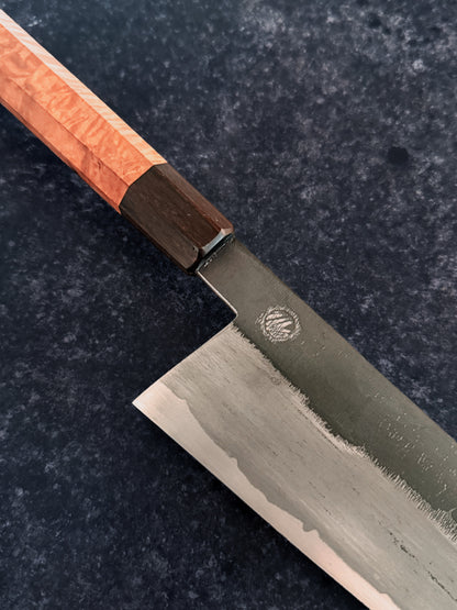155 mm Wrought Iron San-Mai Bunka – O2 Core & Kurouchi Finish