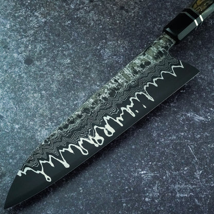 220 mm nickel Damascus Gyuto with ApexUltra core – view 5