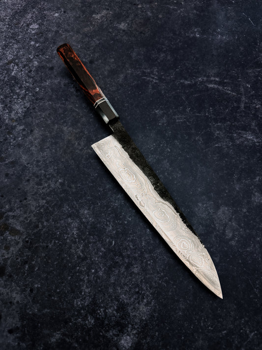 Handmade 260 mm S-grind Damascus Gyuto by MK-Knives, Denmark
