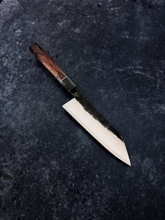 Handmade 185 mm polished Damascus Bunka with O2 core by MK-Knives, Denmark