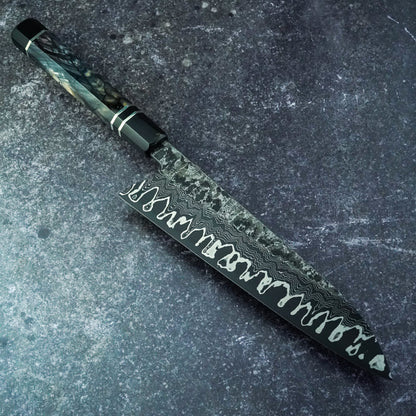 Handmade 220 mm nickel Damascus Gyuto with ApexUltra core and mammoth handle