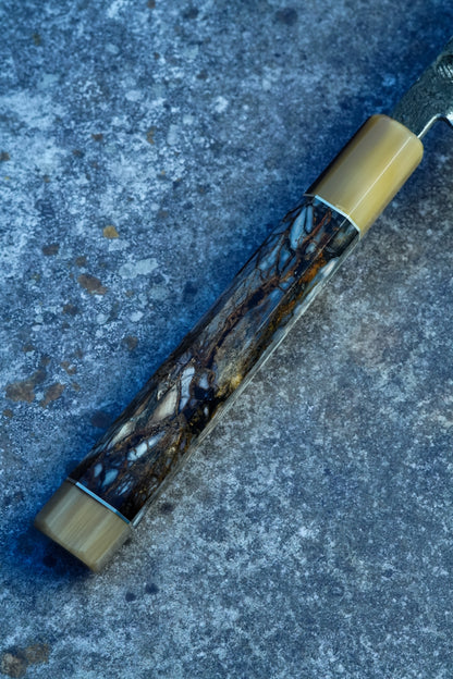 300 mm mirror-polished Damascus Sakimaru Sujihiki – view 4