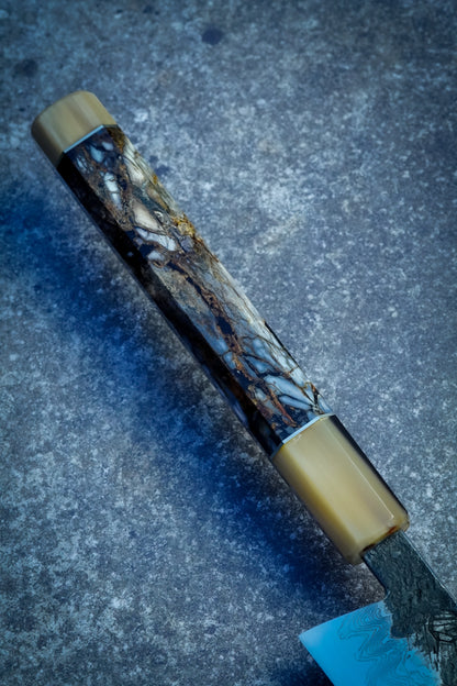 300 mm mirror-polished Damascus Sakimaru Sujihiki – view 5