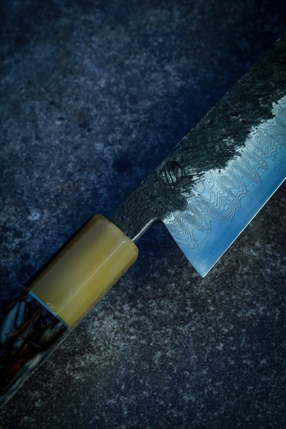 300 mm mirror-polished Damascus Sakimaru Sujihiki – view 3